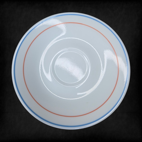 80s Vintage Corelle Country Cornflower Cream Pink Blue Stripe 8 PC Saucer Plates - Picture 1 of 10